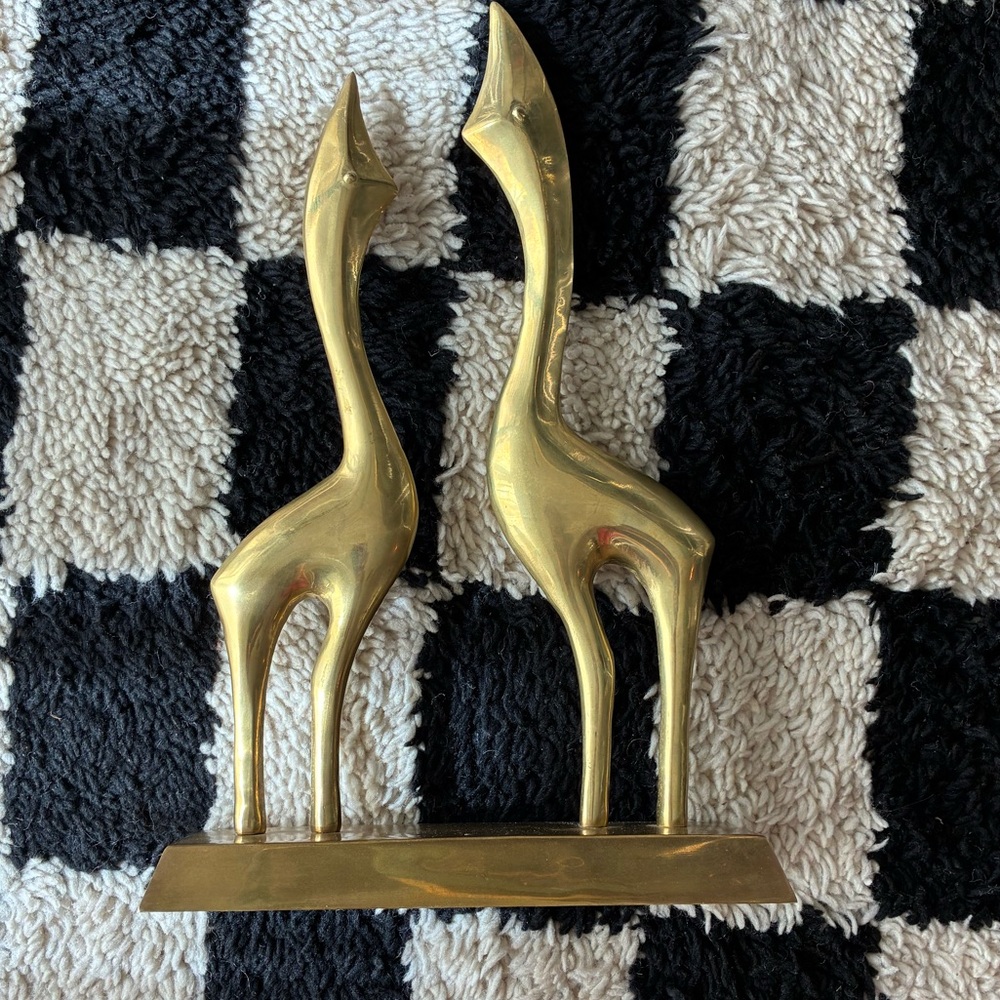 Vintage MCM Brass Giraffes Sculpture - Picture 3 of 13